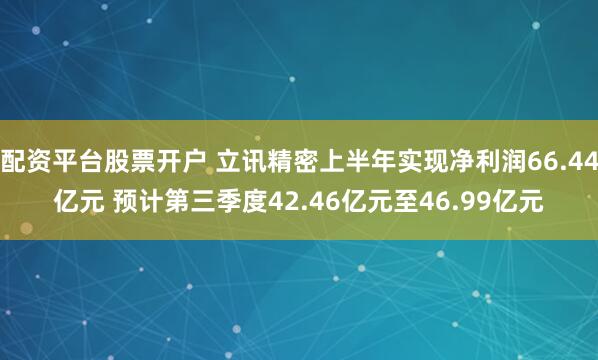 配资平台股票开户 立讯精密上半年实现净利润66.44亿元 预计第三季度42.46亿元至46.99亿元